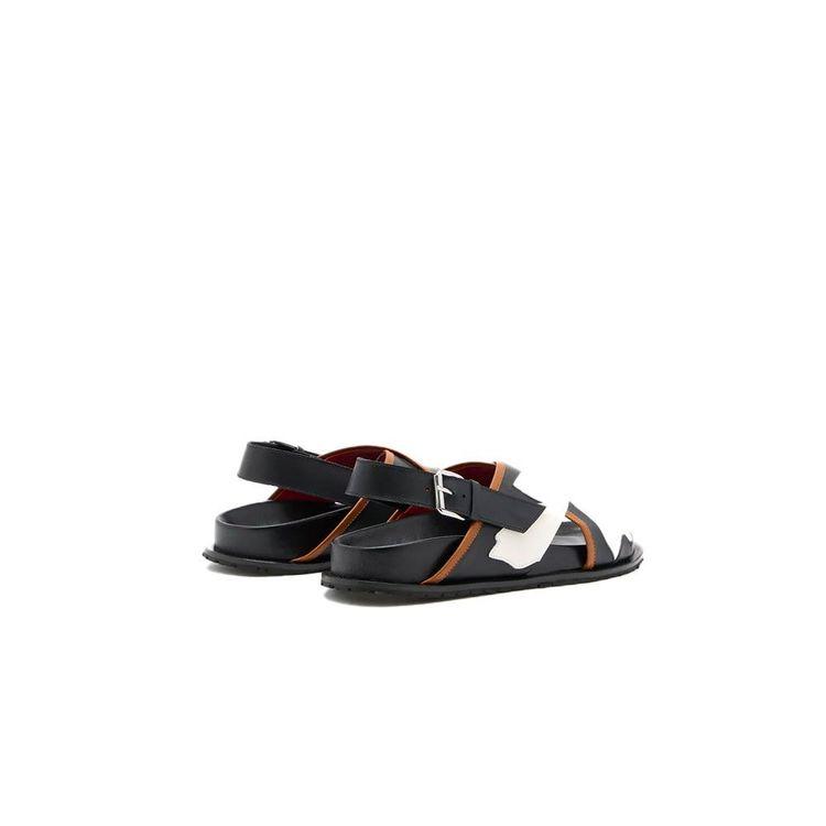 PLAN C crne ženske sandale sa bež-braon detaljima