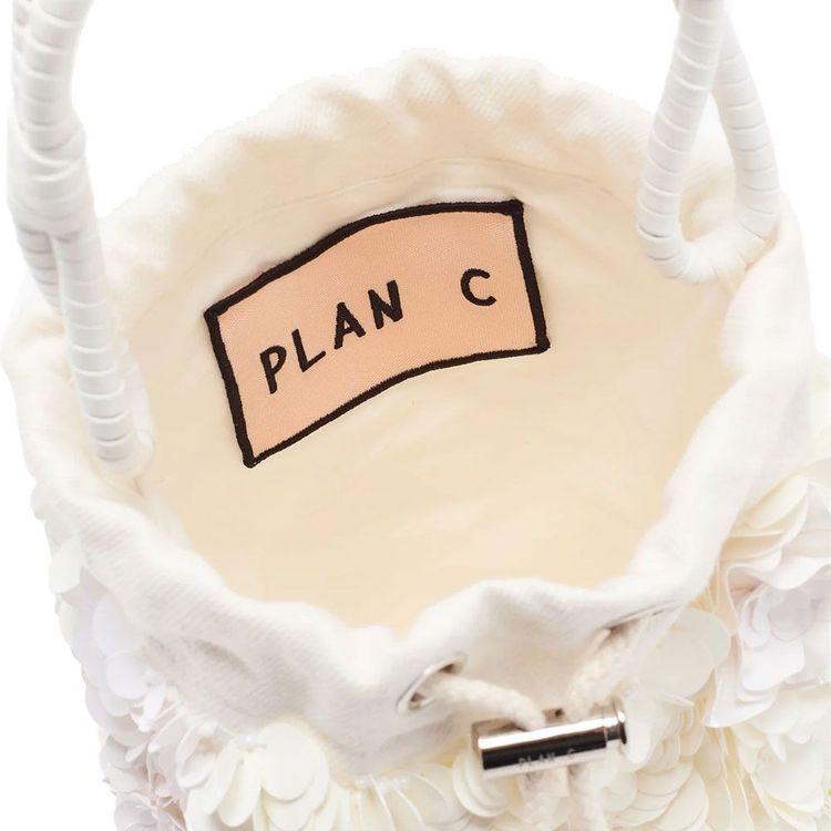 PLAN C bijela ženska tašna ukrašena šljokicama