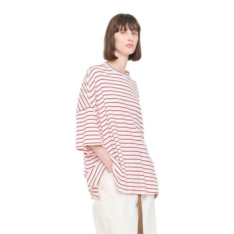 PLAN C bijelo-crvena ženska prugasta majica širokih rukava