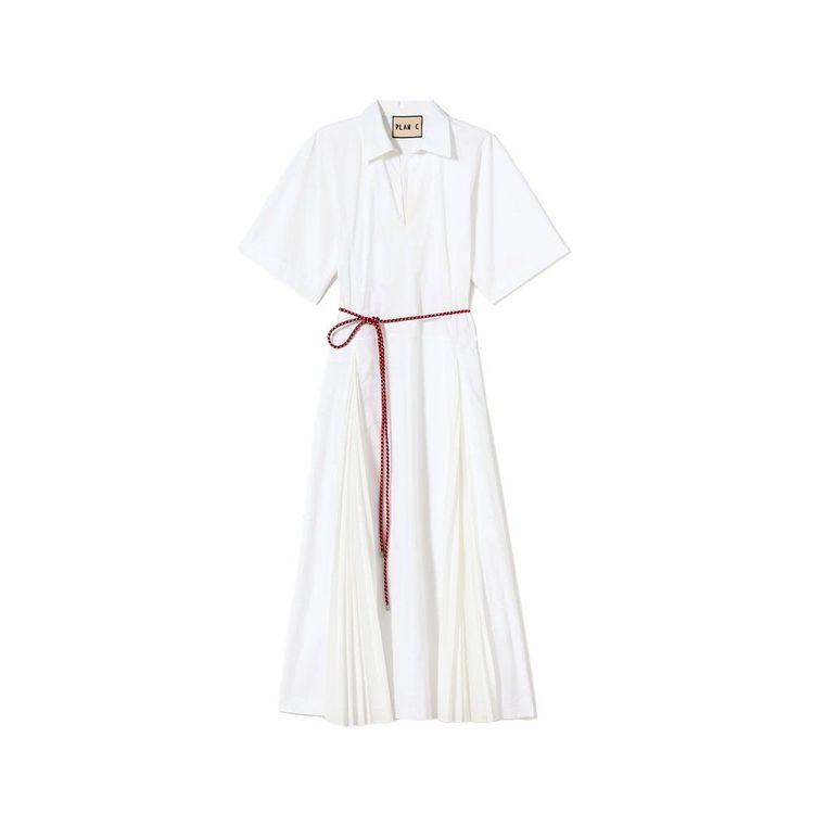 PLAN C bijela haljina sa naborima