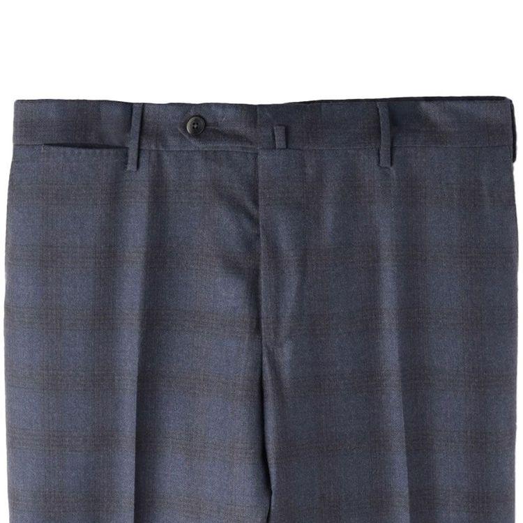 PT TORINO plavo-braon muške karo pantalone na falte