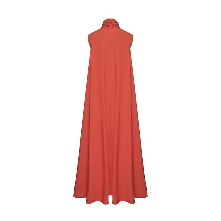 ROCHAS koral crvena midi haljina