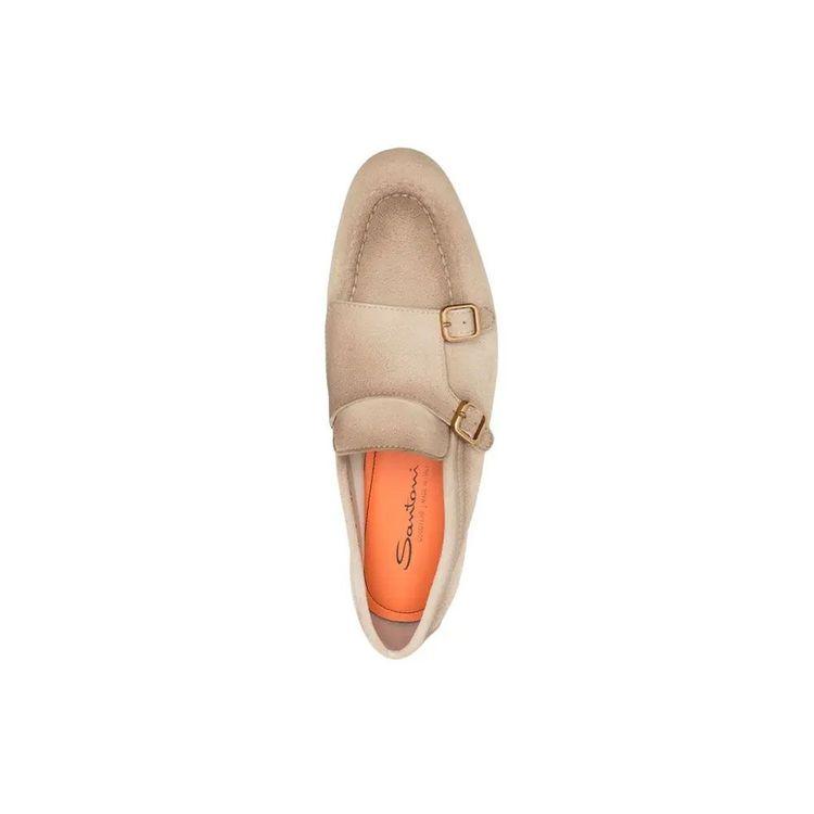 SANTONI bež muške cipele od antilopa sa dvije kopče