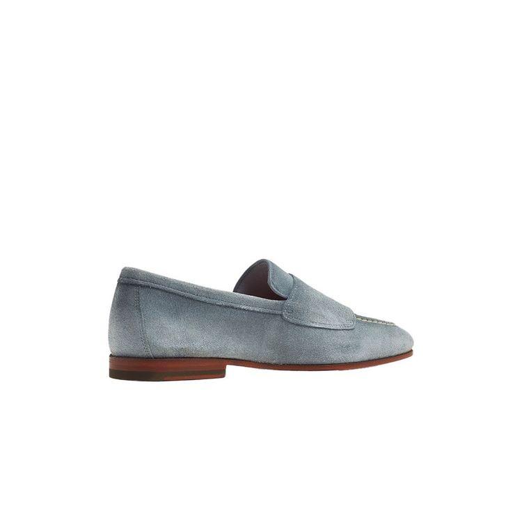 SANTONI svijetlo plave muške cipele od antilopa sa dvije kopče