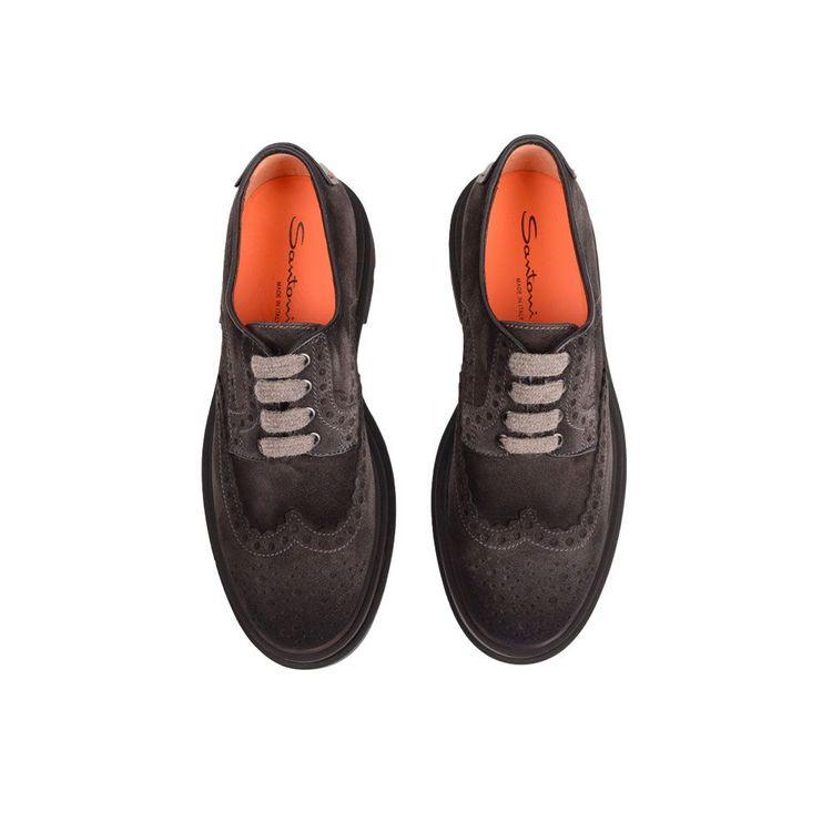 SANTONI tamno sive muške zumbane cipele od velura