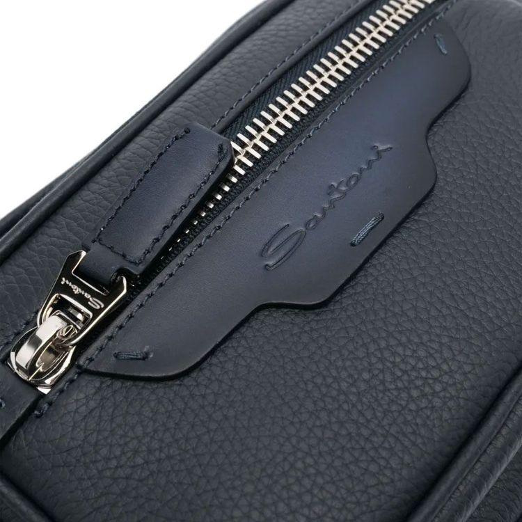 SANTONI teget muška torba od rađene kože