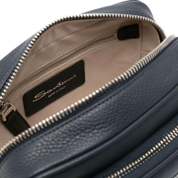 SANTONI teget muška torba od rađene kože