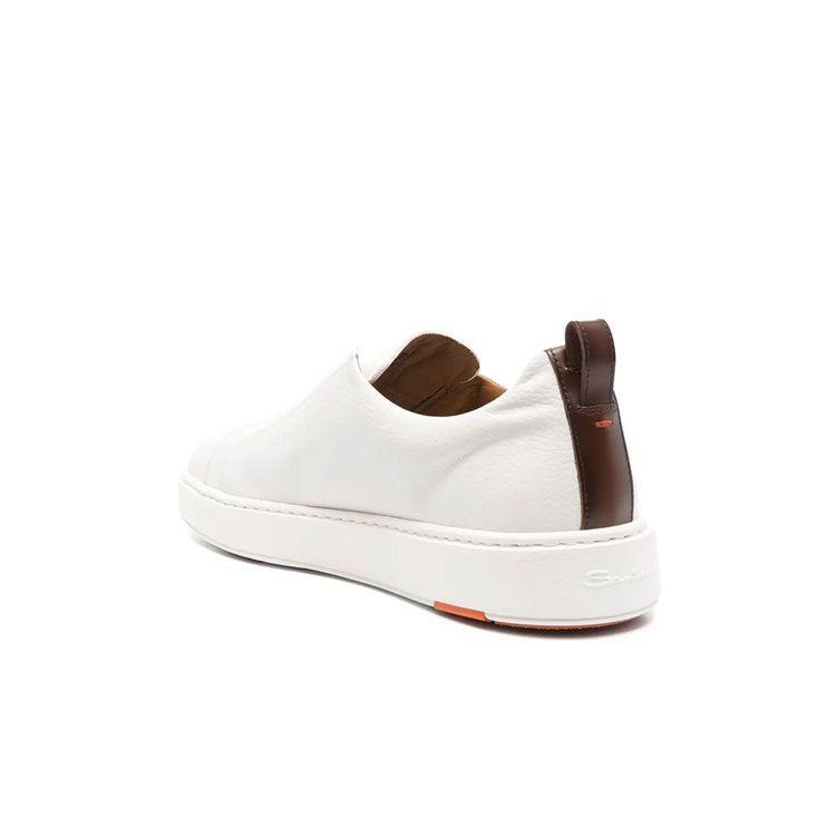 SANTONI bijele muške slip-on patike sa braon detaljima