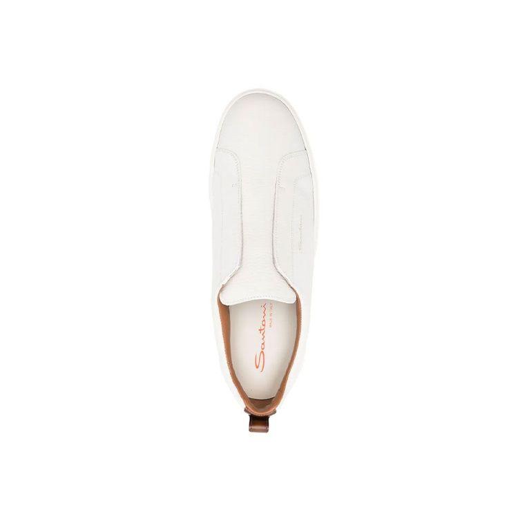 SANTONI bijele muške slip-on patike sa braon detaljima