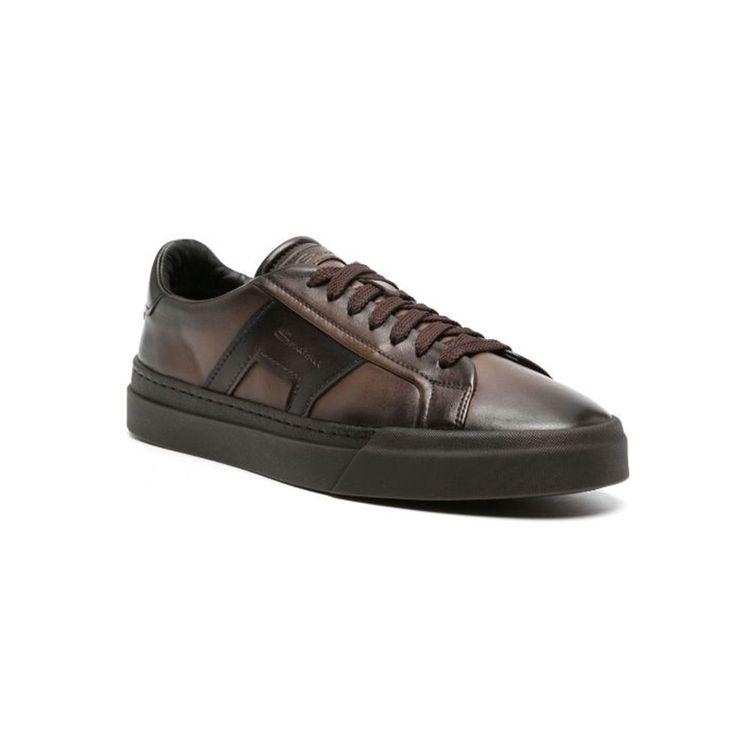 SANTONI tamno braon Double buckle muške nijansirane patike
