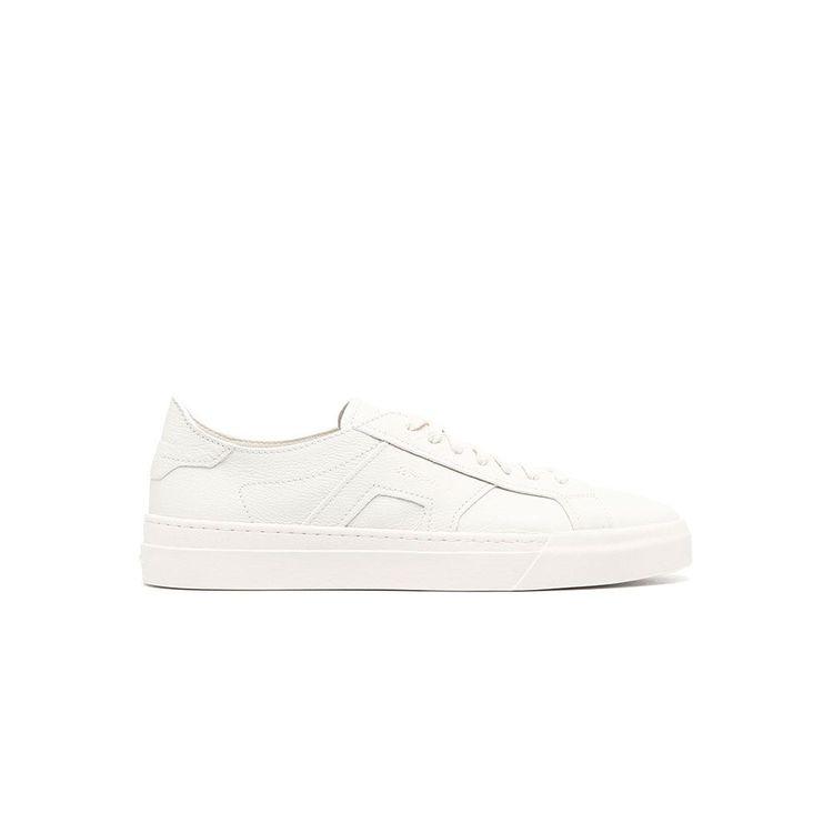 SANTONI bijele muške kožne double buckle patike 