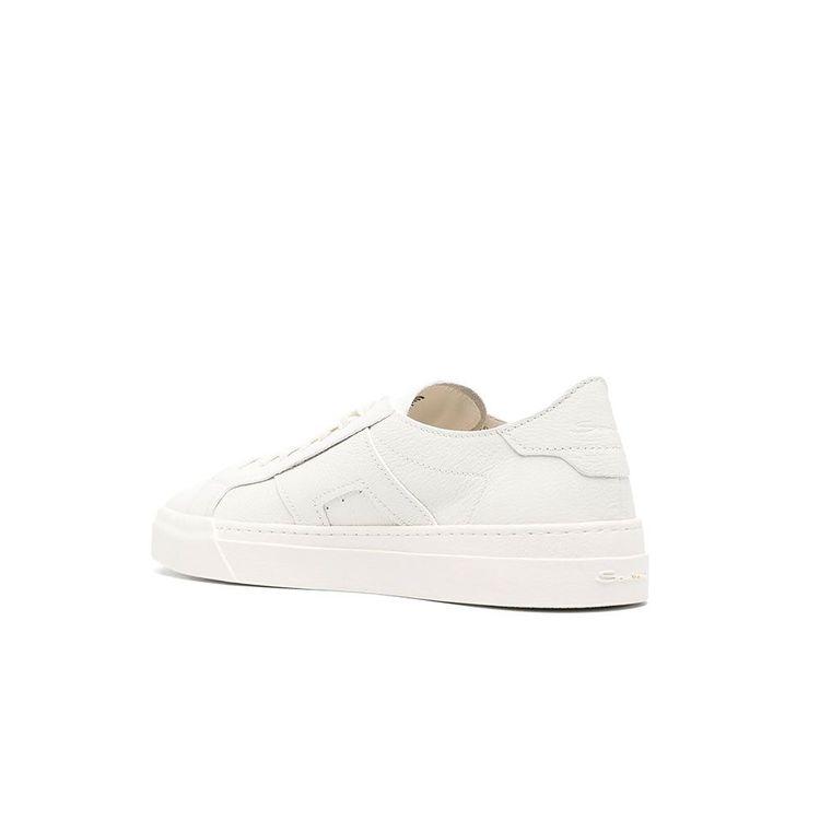 SANTONI bijele muške kožne double buckle patike 
