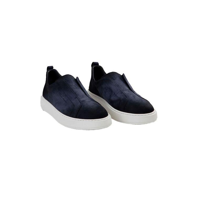 SANTONI Slip-On teget muške patike od prevrnute kože