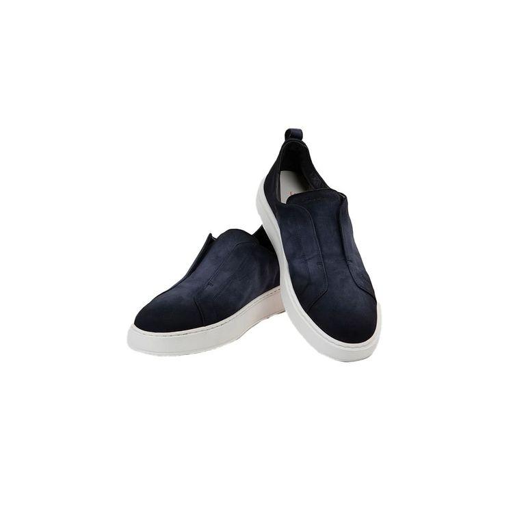 SANTONI Slip-On teget muške patike od prevrnute kože