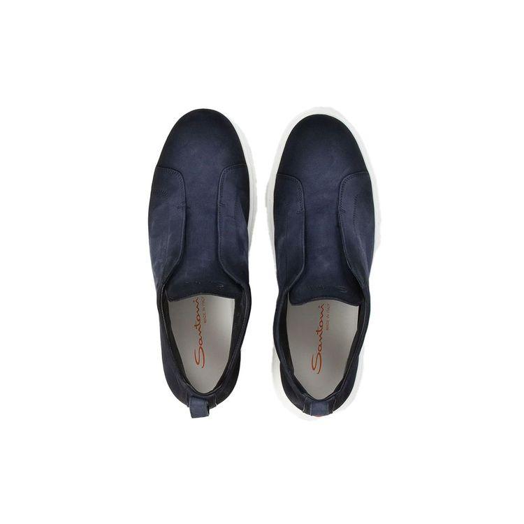 SANTONI Slip-On teget muške patike od prevrnute kože