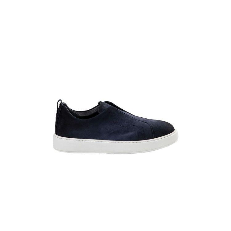 SANTONI Slip-On teget muške patike od prevrnute kože