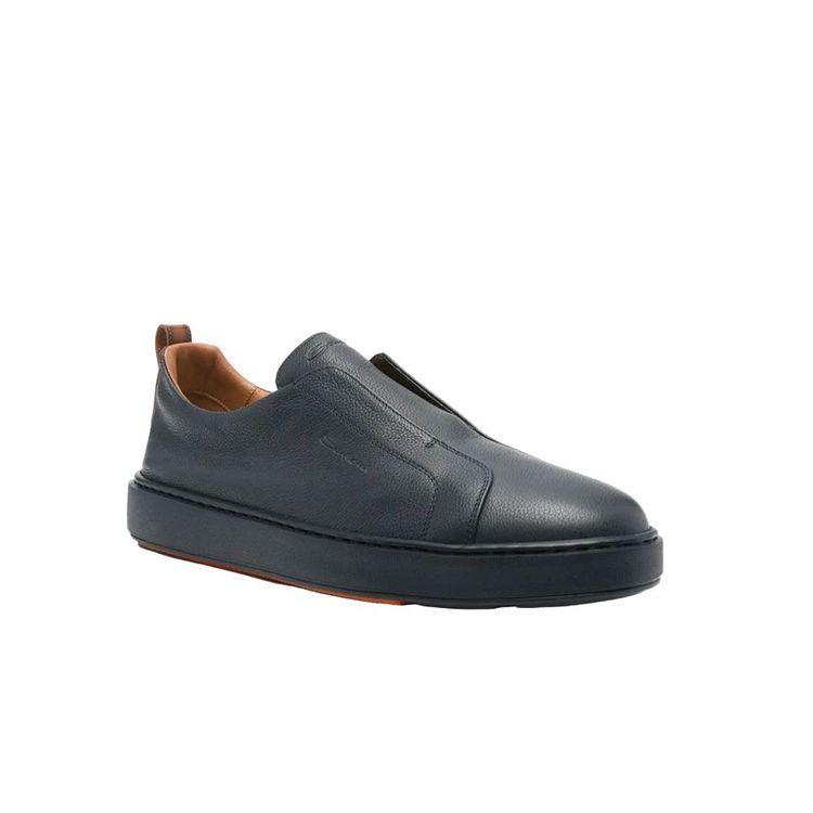 SANTONI teget muške slip-on patike od rađene kože