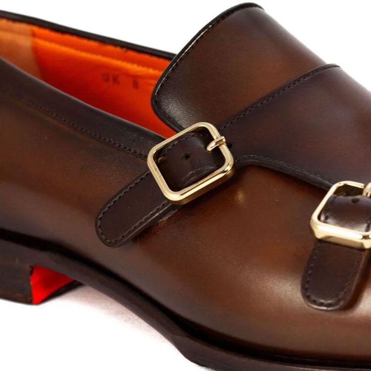 SANTONI braon muške cipele sa dvostrukom kopčom