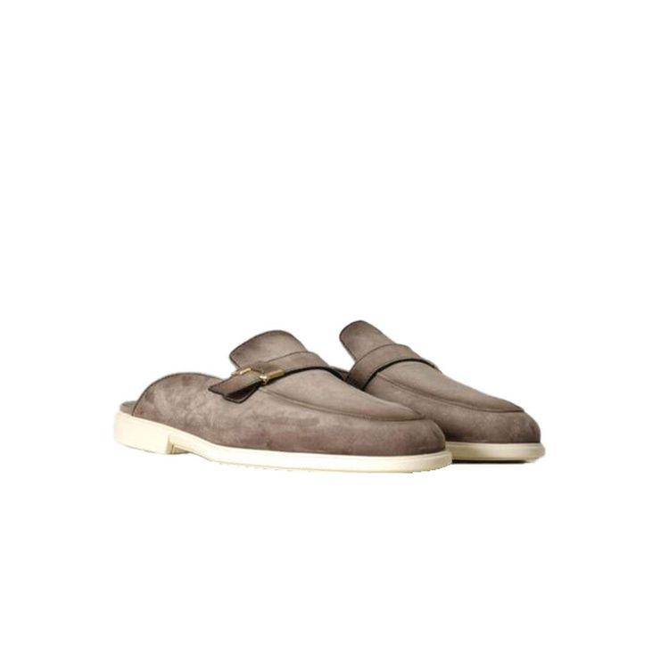 SANTONI svijetlo braon muške papauče od prevrnute kože