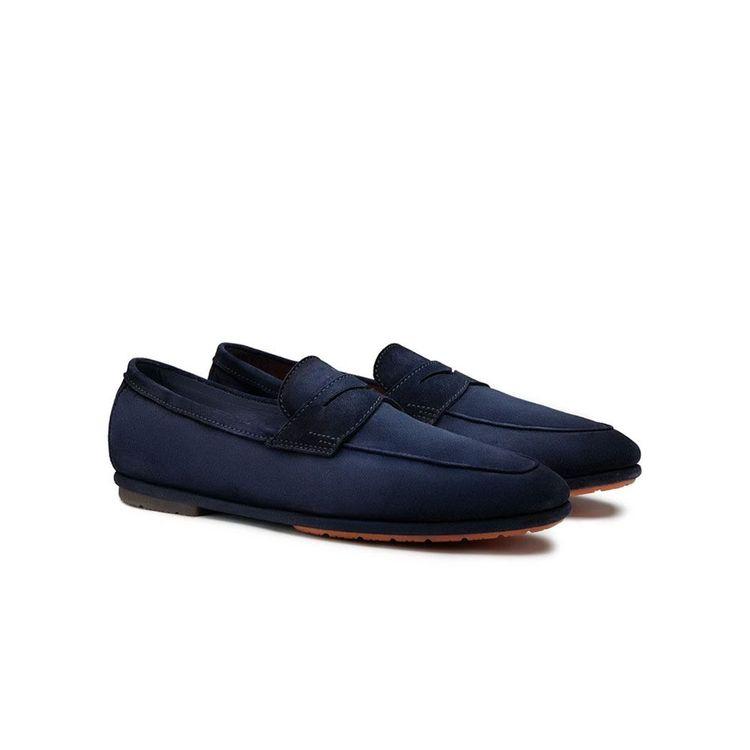 SANTONI teget muške cipele od prevrnute kože