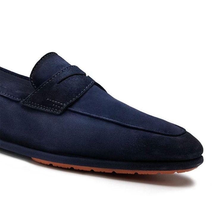 SANTONI teget muške cipele od prevrnute kože