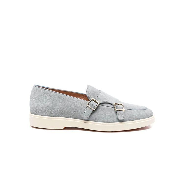 SANTONI svijetlo plave muške cipele od prevrnute kože