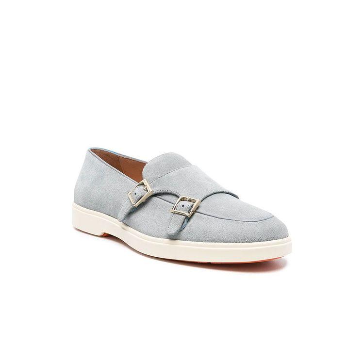 SANTONI svijetlo plave muške cipele od prevrnute kože