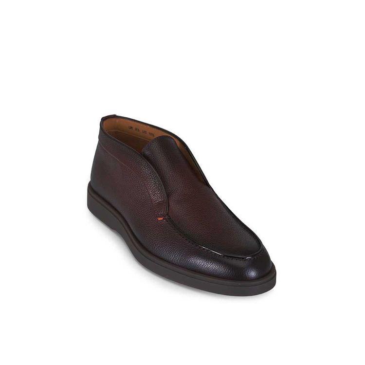 SANTONI Dragon braon muške slip on cipele od zrnaste kože