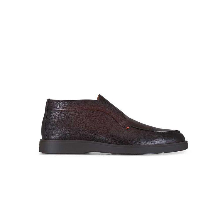 SANTONI Dragon braon muške slip on cipele od zrnaste kože