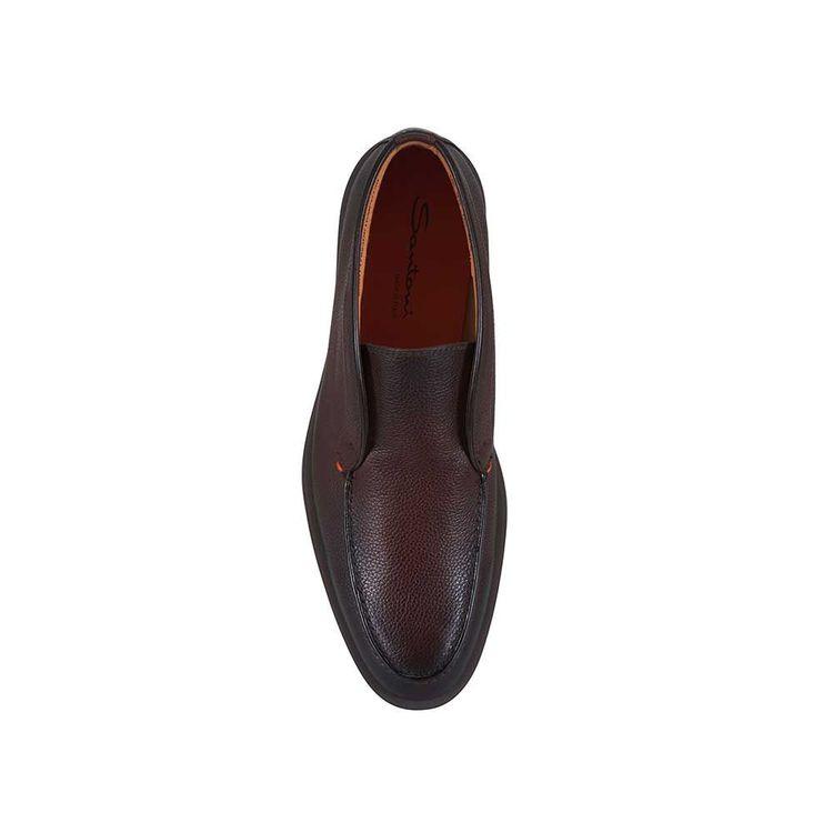 SANTONI Dragon braon muške slip on cipele od zrnaste kože