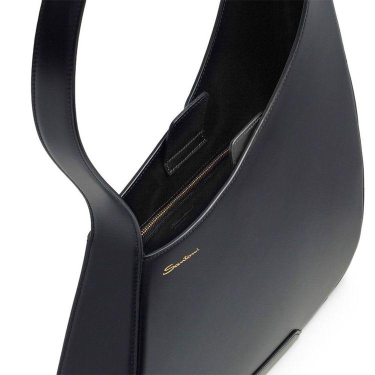 SANTONI crna hobo ženska tašna od kože