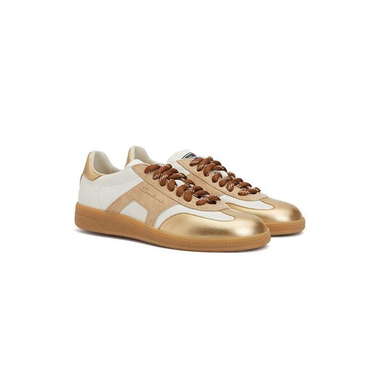 SANTONI Double Buckle Oly bijelo-zlatne ženske patike