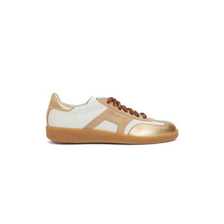 SANTONI Double Buckle Oly bijelo-zlatne ženske patike