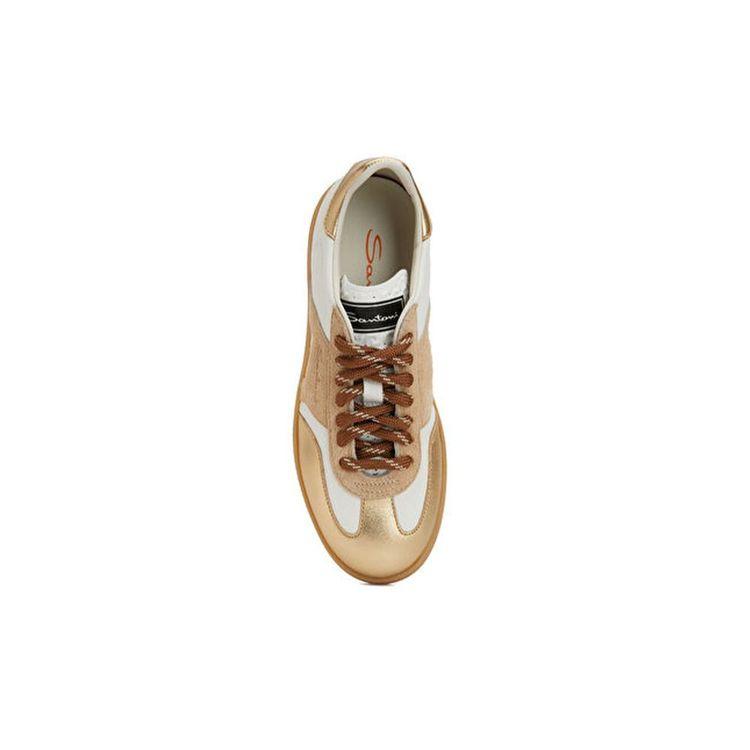 SANTONI Double Buckle Oly bijelo-zlatne ženske patike