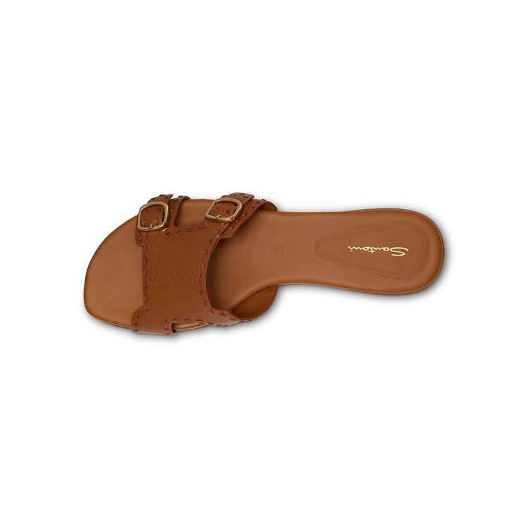 SANTONI Double Buckle braon ženske papuče