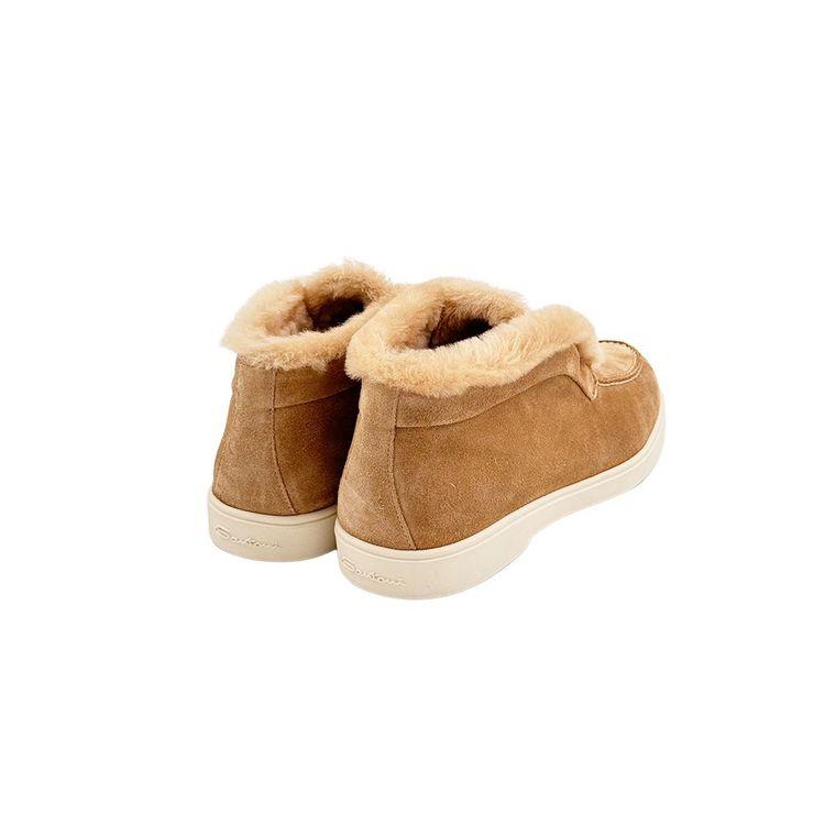 SANTONI oker ženske cipele od prevrnute kože sa krznom