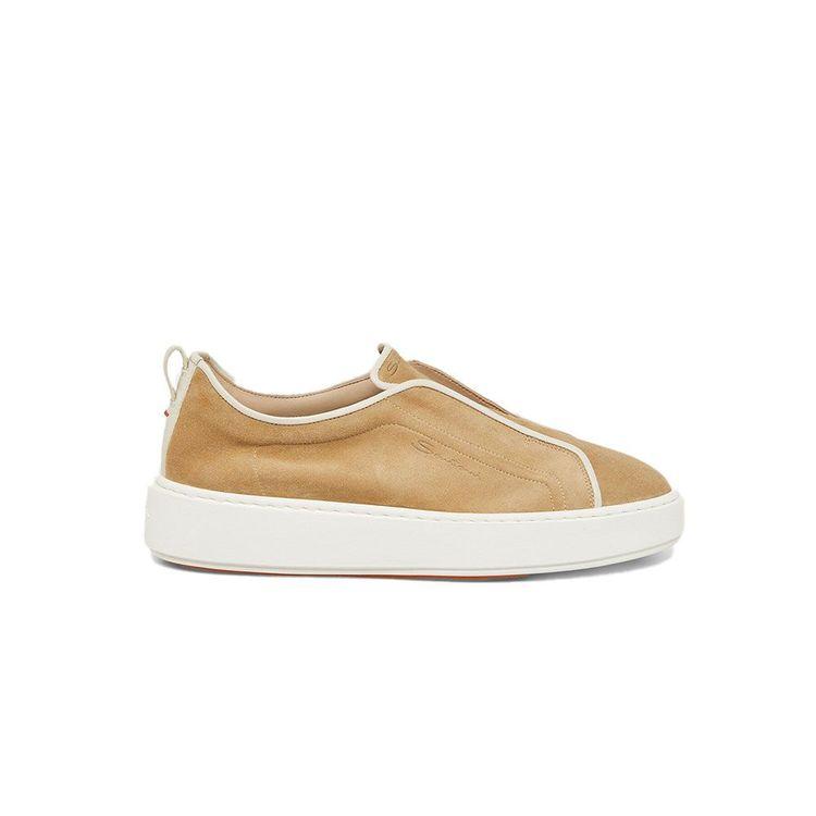 SANTONI bež ženske patike od antilopa slip-on