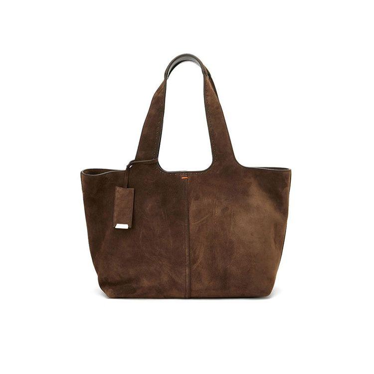 SANTONI Tote braon ženska tašna od antilopa