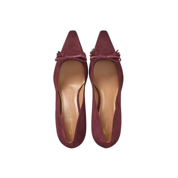 SANTONI bordo ženske salonke od prevrnute kože