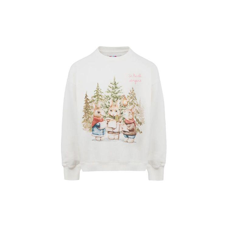 MC2 SAINT BARTH bijeli dječiji duks sa zečevima