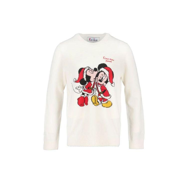 MC2 SAINT BARTH Micky and Minnie bijeli dječiji džemper