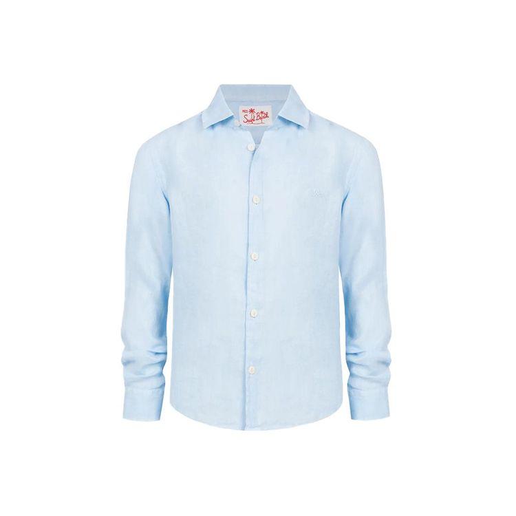 MC2 SAINT BARTH svijetlo plava lanena dječija košulja