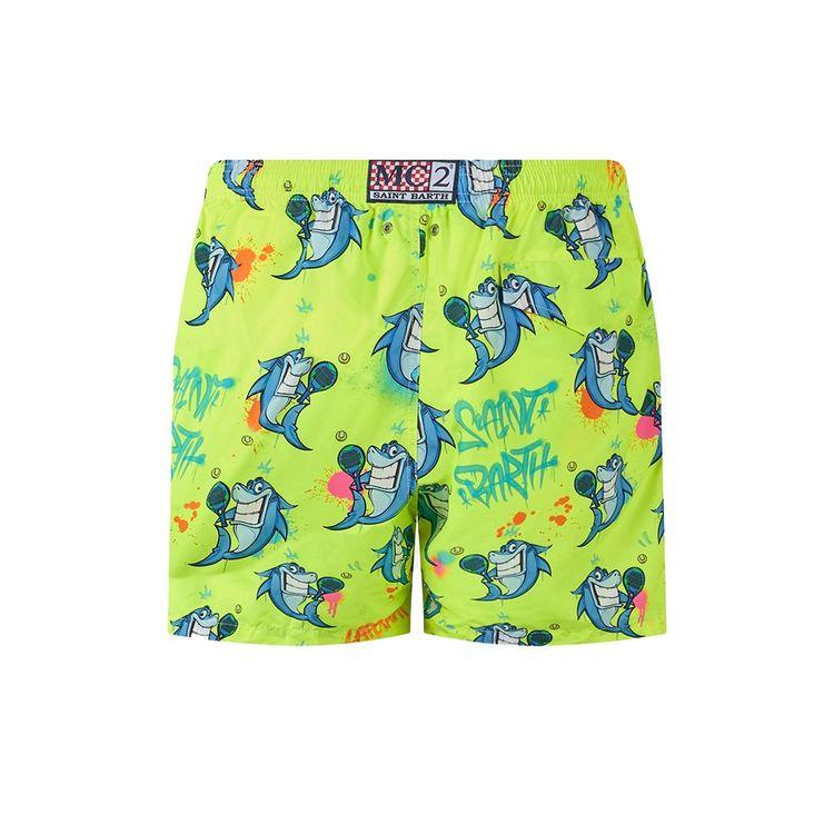 MC2 SAINT BARTH Shark fluo-zeleni dječiji šorts