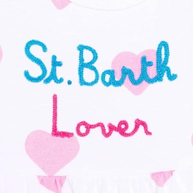 MC2 SAINT BARTH bijela dječija haljina sa paternom srca i "St. Barth Lover" vezom
