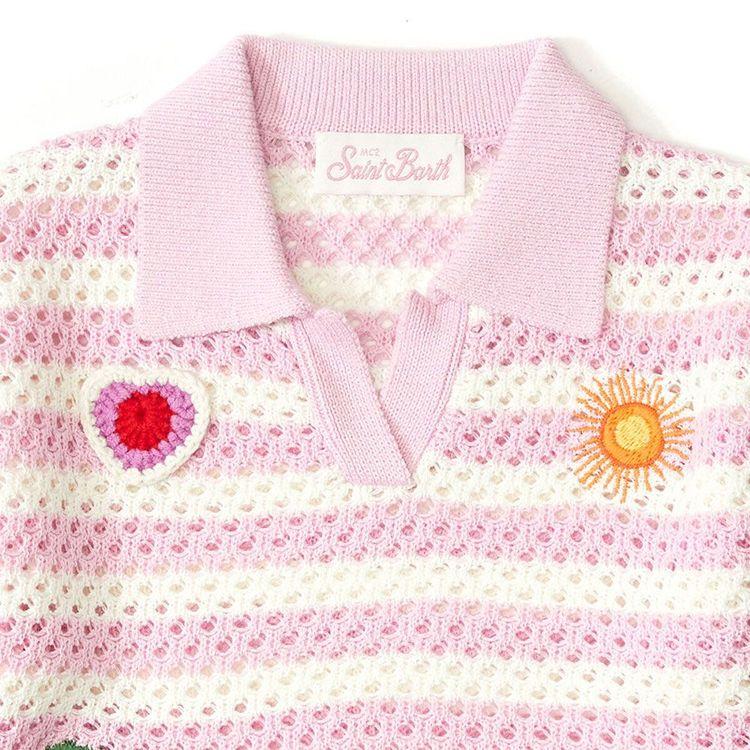 MC2 SAINT BARTH roza dječija polo pletena majica sa prugama