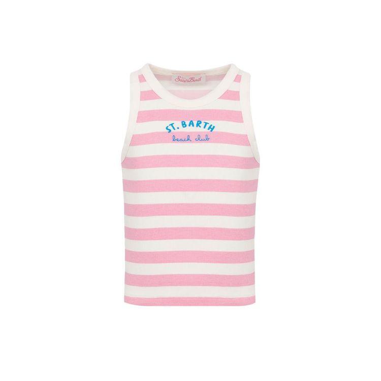 MC2 SAINT BARTH Beach Club bež dječija majica na roze pruge