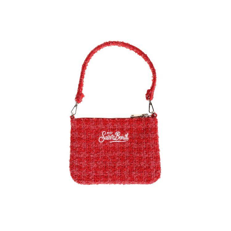 MC2 SAINT BARTH Parisienne Mini Tweed crvena tašna
