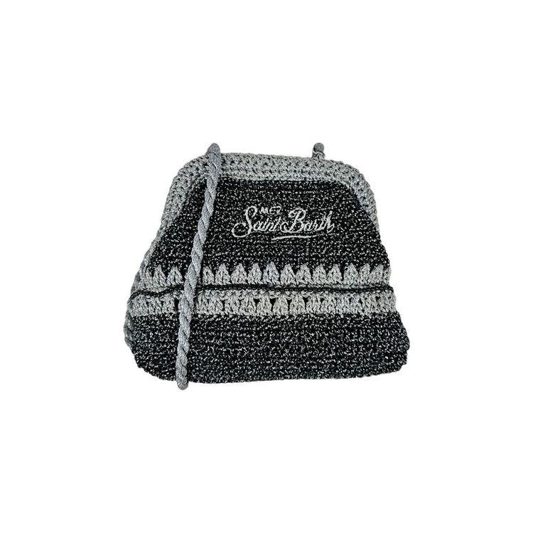 MC2 SAINT BARTH Crochet Pouch srebrno-crna heklana ženska torbica