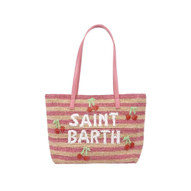 MC2 SAINT BARTH Raffia Cherry roza ženska torba na pruge
