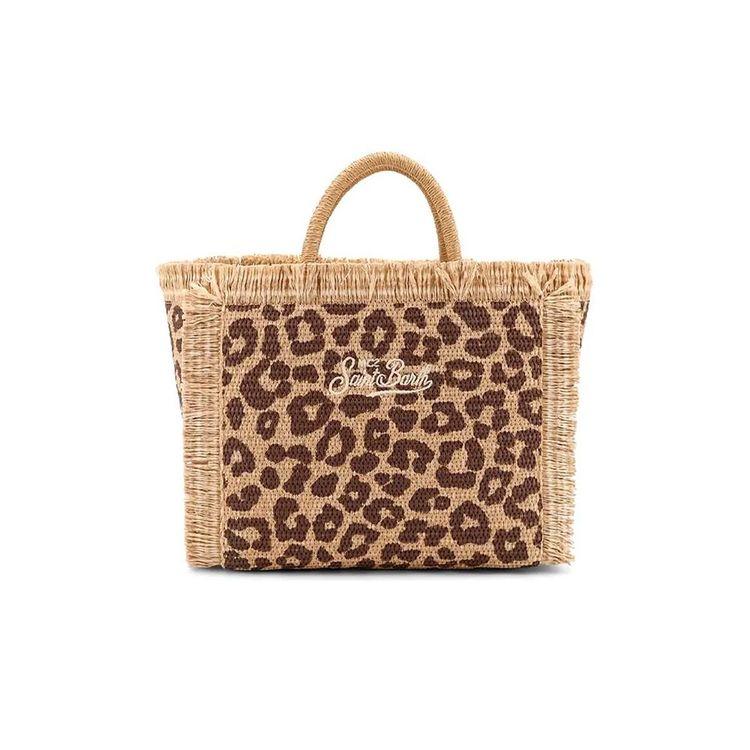 MC2 SAINT BARTH Colette Raffia Leopard bež ženska torba